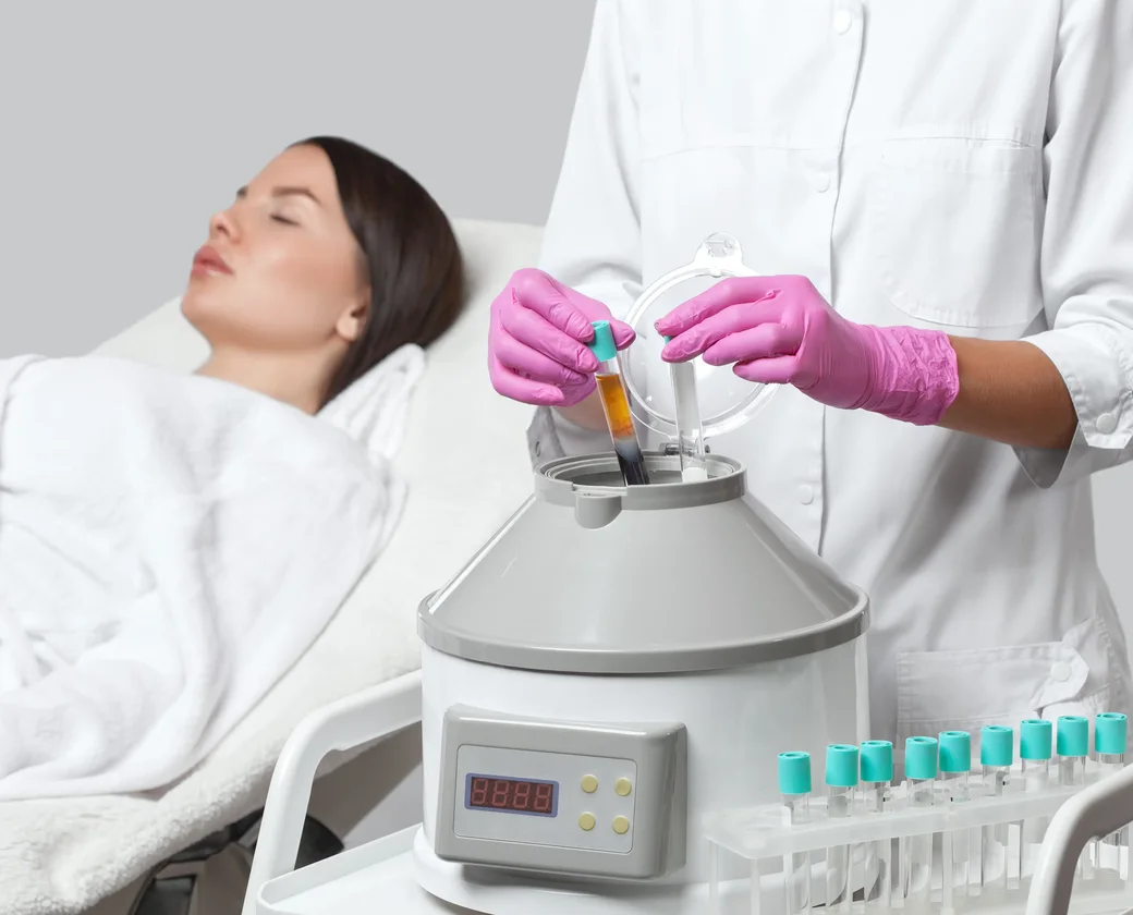 Clinician preparing PRP treatment materials